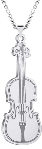IOETSEUT Kette Halskette Männer Hundeanhänger Halskette Geige Frauen Halskette Ikonische Saiteninstrument Schmuck Musiker Anhänger Halskette Paar Geschenke