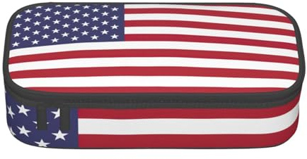 Yiyilong Trousse de rangement grande capacité avec motif drapeau américain pour fournitures de bureau, cosmétiques, articles de toilette, noir, taille unique, art déco, Noir , Taille unique, Art Déco