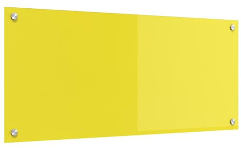 vidaXL Kitchen Backsplash - Yellow Tempered Glass Panel 90x40 - Indoor Heat Resistant Splashback