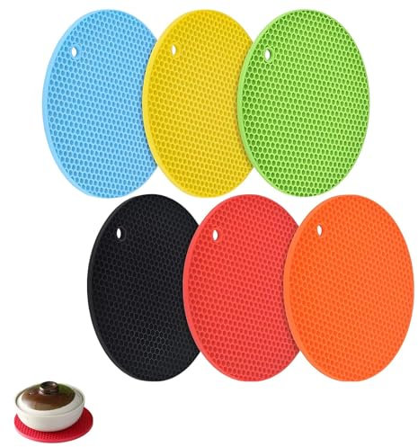 6 PCS Heat Mats for Kitchen, Silicone Mats for Worktops, Kitchen Worktop Protector, Large Silicone Mat, Heat Resistant Mat for Hot Dishes and Pans (Assorted Colors)