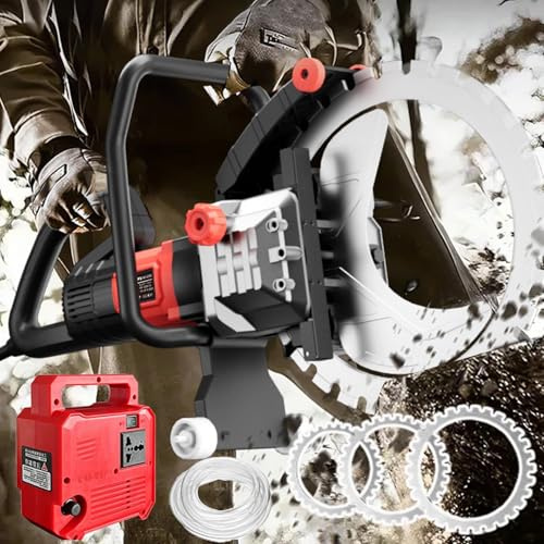 Betonringsäge+3 SäGebläTter (16/20/24 Zoll), BüRstenloser 8900W-Motor,Metallschneidemaschine Mit Nasswasserversorgung&StaubunterdrüCkung,5m Wasserleitung,Pumpe(Schnitttiefe 30/40/50cm)