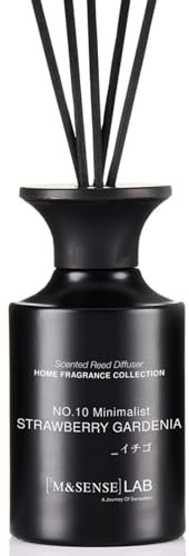 M&SENSE 300ml Raumduft Erdbeer-Gardenie Duft|Raumerfrischer mit 8 Duftstäbchen|Langanhaltend Lufterfrischer für Badezimmer,Wohnung,Heimdekoration|Diffuser mit Stäbchen