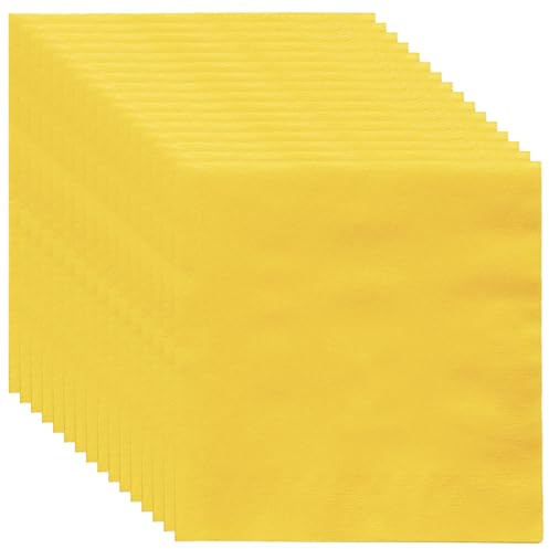 MOMAHUA 20P Party Napkins,Yellow Napkins for Birthday,6.5inch Birthday Serviettes Solid Color Tableware Table Decors for Wedding,Picnic,Yellow Themed Party Supplies