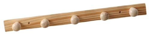 OJREEUB Ganci appendiabiti in legno per accappatoi e asciugamani, per porta, parete, soggiorno, bagno, colore legno, 5 ganci