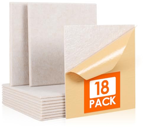 Rdutuok 18 Pack Sound Proofing Panels Self-adhesive,30 x 30 x1 cm High Density Square Acoustic Panels for Walls,Soundproofing Panels for Recording Room,Offices,Home and Wall Decoration Camel