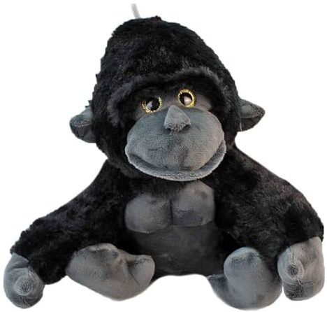 BEMIRO Gorilla Kuscheltier, Schwarz, Polyester, ca. 24 cm, mit Glitzeraugen und Aufhängeschlaufe