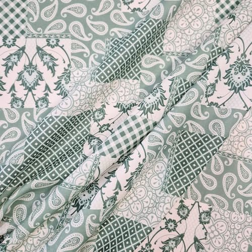 Stoff Meterware Baumwoll Voile Stoff Menorca pastell grün – Leichter Sommerstoff aus 100% Baumwolle – Luftig & leicht transparent – Patchwork Boho Muster für Kleider, Blusen, Röcke & Deko Werthers