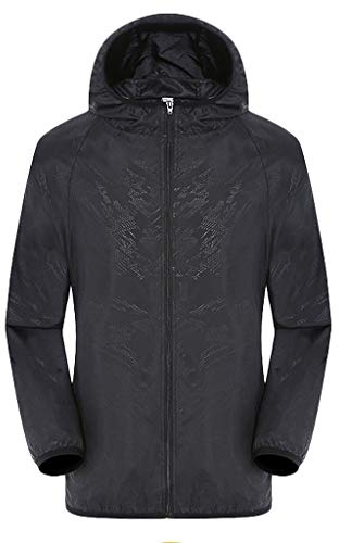 Générique Veste de Pluie pour Homme et Femme, Imperméable, Coupe-Vent, Respirante, Coupe-Vent, Printemps été, Ultra légère, avec Capuche, Couleur Unie, Veste d'extérieur mi-Saison, Randonnée, Camping