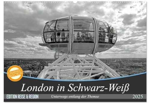 London in Schwarz-Weiß (Wandkalender 2025 DIN A2 quer), CALVENDO Monatskalender: Die Stadt London aus den unterschiedlichsten Perspektiven (CALVENDO Orte)