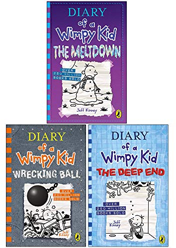 Diary of a Wimpy Kid Collection 3 Books Set by Jeff Kinney (The Meltdown, Wrecking Ball, The Deep End)