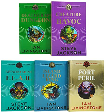 Fighting Fantasy RPG 5 Books Collection Set (6-10) (The Port of Peril, Creature of Havoc, Deathtrap Dungeon, Appointment With F.E.A.R. & Island of the Lizard King)