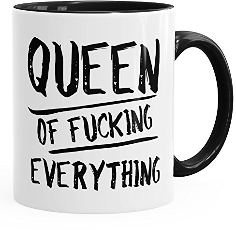 MoonWorks Tazza da caffè Queen of Fucking Everything Tazza per coppie, regalo per matrimonio, nero, taglia unica