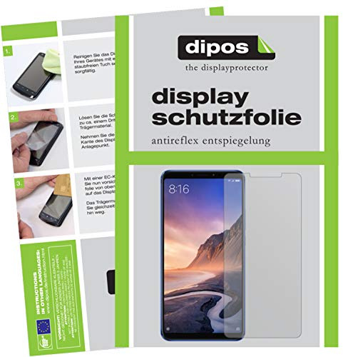dipos 2x Protector de Pantalla mate para Xiaomi Mi Max 3 | Antirreflejos, anti-reflectante, ajuste perfecto, antiarañazos, sin burbujas, compatible con huellas dactilares, autoadhesivo