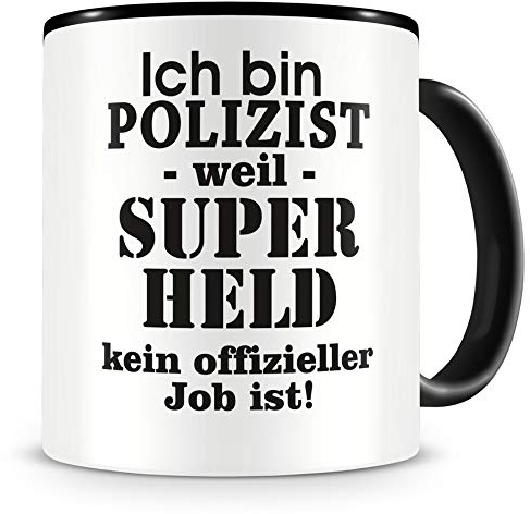Samunshi® Polizist Tasse mit Spruch Geschenk für Polizist Mann Frau Kaffeetasse groß Lustige Tassen zum Geburtstag schwarz 300ml
