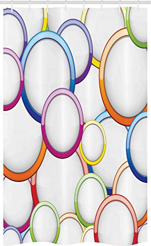 ABAKUHAUS Géométrique Rideau de Douche Stalle, Cercles Rounds Motif, Ensemble de Salle de Bain en Tissu en Crochets, 120 x 180 cm, Multicolore
