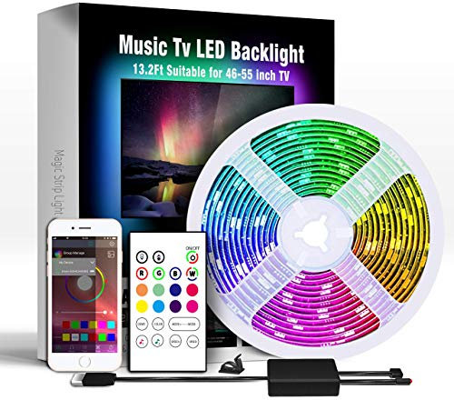 Miume 13.2Ft Music LED Strip Lights for 32-75 inch TV, RGB USB Powered TV Led Backlight with APP Control,TV Led Back Light Kit for Flat Screen TV,PC