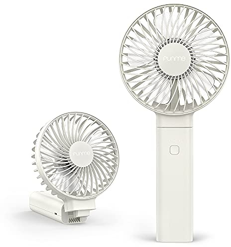 Funme Handventilator akku Starker Wind Kleiner Leiser Ventilator One Touch Ausschalten/Waschbar/Geringer Strom Anzeige USB Lüfter 4 Stufen Tragbarer Persönlicher Faltbar Tischventilator für Unterwegs