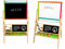 Calma Dragon W12B103-2 Kinder Whiteboard 2 in 1, Kindertafel aus Holz, doppelseitig, mit Uhr und Alphabet, mit Zeichenpapierrolle, Kreide, Markierstiften und Radiergummi (Grande)