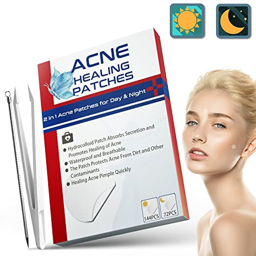 216 PCS Cerotti per Acne, Patch Idrocolloidali Invisibili e Traspiranti, Uso Diurno e Notturno 2 in 1 Patch Per l'acne, Impermeabili e Adesivi per Brufoli Viso