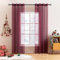 MIULEE 2er Set Voile Vorhang Weihnachtsdeko mit Ösen Transparente Gardine aus Voile Polyester Ösenschal Transparent Wohnzimmer Luftig Dekoschal für Schlafzimmer Rot 215 x 140cm H x B, Grommet Top