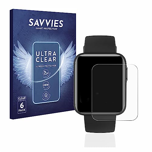 savvies (6 Pezzi Pellicola Protettiva per Xiaomi Mi Watch Lite Protezione Schermo Trasparente