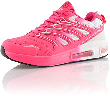 Fusskleidung® Damen Herren Sportschuhe Dämpfung Sneaker leichte Laufschuhe Pink Weiss EU 37