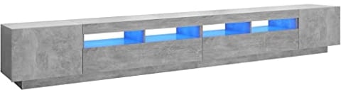 vidaXL Mueble para TV con Luces LED Soporte Mobiliario Aparador Estante Salón Sala de Estar Dormitorio Decoración Gris Hormigón 300x35x40 cm