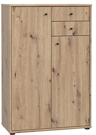 FORTE TEMPRA 2 Kommode mit 2 Türen und 2 Schubladen, Holzwerkstoff, Artisan Eiche Dekor, (B x H x T) 73,7 x 111,1 x 34,8 cm