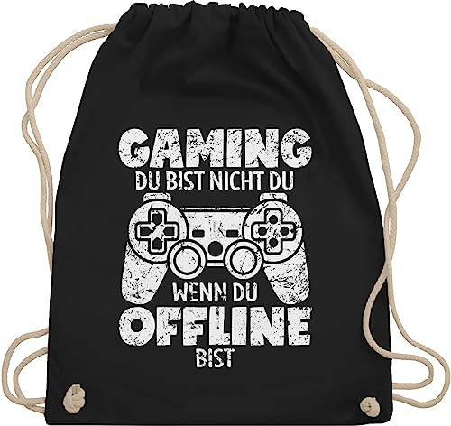 Turnbeutel Rucksack - Nerd Geschenke - Gaming! Du bist nicht du, wenn du offline bist weiß - Unisize - Schwarz - zocker gaming zocken gamer geek nerds geeks nerdgeschenk nerdige computer für