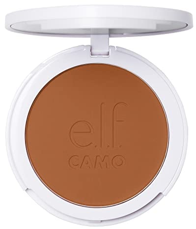 e.l.f. Camo Powder Foundation, Lightweight, Primer-Infused Buildable & Long-Lasting Medium-to-Full Coverage Foundation, Tan 450 N