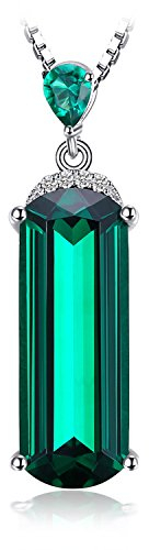 JewelryPalace Phantasieschliff 4.4ct Simulierter Smaragd Ketten Anhänger 45CM, Grün Schmuck Halskette Damen Silber 925 Collier Damen Ketten Edelstein Mädchen, Schmuck mit Stein Frauen Valentinstag
