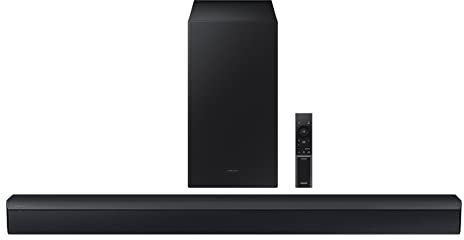 Samsung HW-B550/ZA 2.1ch Soundbar with Dolby Audio, DTS Virtual:X, Subwoofer Included, Adaptive Sound Lite, Bluetooth Multi-Device Connection, Wireless Surround Compatible, 2022, Black