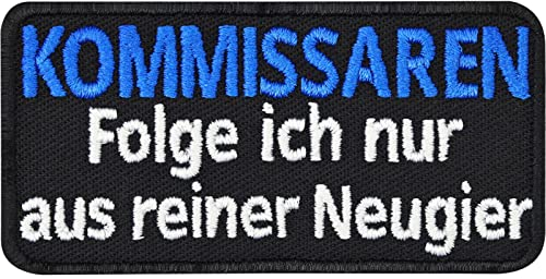 Polizei Aufnäher Kommissaren folge ich nur aus reiner Neugier Police Patch zum annähen/aufbügeln | Polizeikommando Abzeichen Morale Patch Applikation für Uniform/Outdoor | 70x35mm