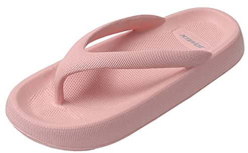 JOMIX Sommer Flip Flops Damen Dicke Sohle Schlappen Weiche Sandalen Einfarbige Badelatschen Badeschlappen Meer Pool Strand Schwimmen (Rosa, 38 EU)