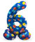 Folat 64786 Luftballon Geburtstag Stehender Ziffer Zahl 6 Colorful Dots Blau mit farbigen Punkten 41 cm - Decoration Geburtstagdeko, Ballon Zahl, Kein Helium erforderlich