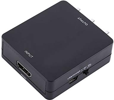 Adaptador Vers Hdmi para TV Antigua, Adaptador de Audio y Video AV CVBS Convertidor Cinch out 720p/1080p Entrada HD Digital Negra a Compuesto (Negro)