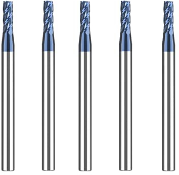 CREEYA 5 Piezas Fresa de metal duro 3mm, 4 dientes/4 Flautas Fresas CNC, Negro AlTiN revestimiento, Fresas Carburo de recta 3mm Para Metal Madera ácido acrílico Plásticos (3mm)