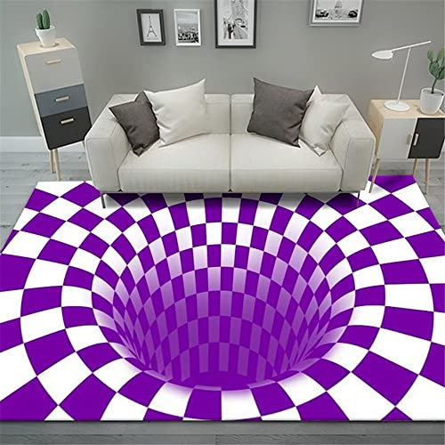 Xiaosua Teppichboden Auslegware Teppich Wohnzimmer Lila Kleines Kariertes Wirbel Muster Schlafzimmer Teppich Langlebig Balkon Teppich Outdoor 60X90Cm Kinder Teppiche Lila 1Ft 11.6''X2Ft 11.4''