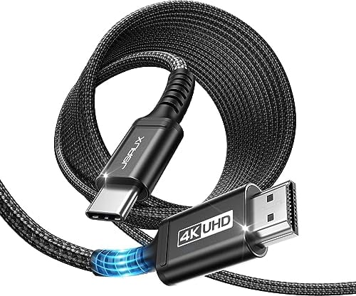 JSAUX USB C auf HDMI Kabel 5M,USB Typ C zu HDMI 4K UHD Kabel für Thunderbolt 3 Kompatibel mit iPhone 16/15, MacBook Pro 2018, MacBook Air/iPad Pro 2018, Galaxy S25/S24/S10/S9, Surface Book -Schwarz