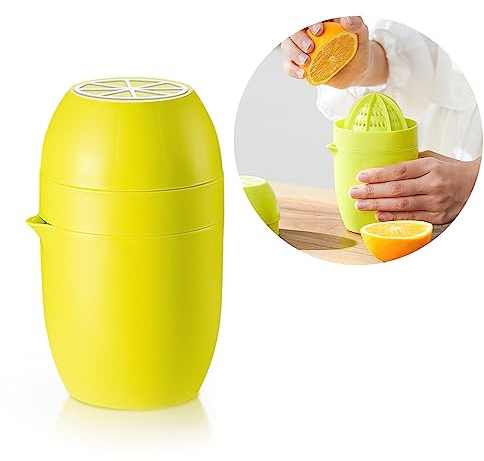 Manueller Entsafter, Saftpresse Manuell mit Saftbehälter Zitronenpresse Orangenpresse, Mit zwei Extrusionsoptionen Geeignet für Wassermelone, Erdbeere und die Meisten Früchte