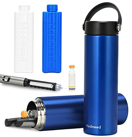 Insulinkühler-Reisekoffer, TSA-geprüft, gekühlter Medikamentenkoffer mit Kühlakkus, 60H 3 Stifte, Medikamentenkühler für Diabetes, Medikamenten-Organizer für Diabetikerbedarf, Blau