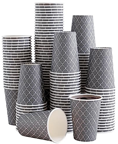Lamosi Lot de 180 tasses à café jetables de 355 ml, gobelets en carton pour boissons chaudes/froides, tasses jetables grises, tasses à café en papier pour bureau, pique-nique, cafés et événements.
