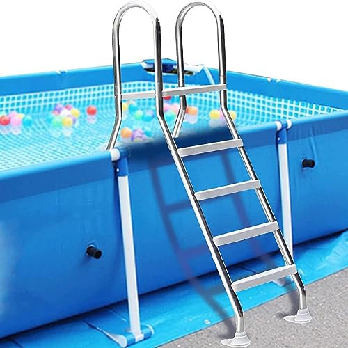 BOTOWI Schwimmbadleiter, 304 Edelstahlleiter Für Oberirdischen Pool, 33/43/52 Zoll, Strapazierfähige, rutschfeste Leiter, Maximale Tragfähigkeit 500 Lb Leitern,4 Step Ladder