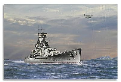 Vintage-Kriegskunst-Poster, deutsches Schlachtschiff, Scharnhorst, dekoratives Gemälde, Leinwand-Kunstbild, 30 x 45 cm