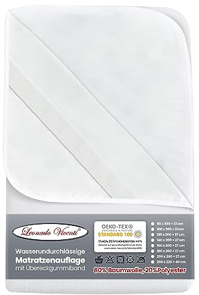 Leonado Vicenti Matratzenschoner 90x200 cm Einzelbett mit Eckgummi Wasserdicht Matratzenauflage Atmungsaktiver Anti Allergie Matratzenschutz