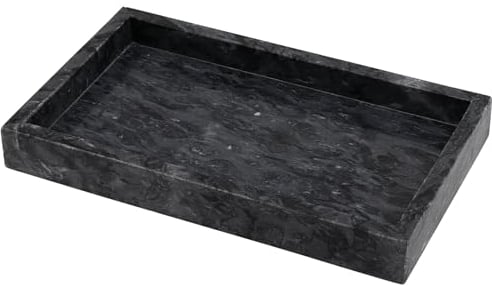 ZOENHOU 30 x 20cm Natural Marble Stone Tray, Wave Grey Rectangle Bathroom Tray Toilet Tank Storage Tray, Decorative Vanity Tray Holder for Coffee Table, Sink Countertop