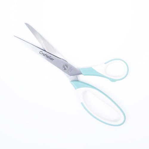 Craftelier - Edelstahlschere im Vintage-Stil - Großer Griff für Komfort | Geeignet für Links- und Rechtshänder | Schneiden von Papier, Karton, Bändern und mehr | Größe 5 cm - Farbe Türkis
