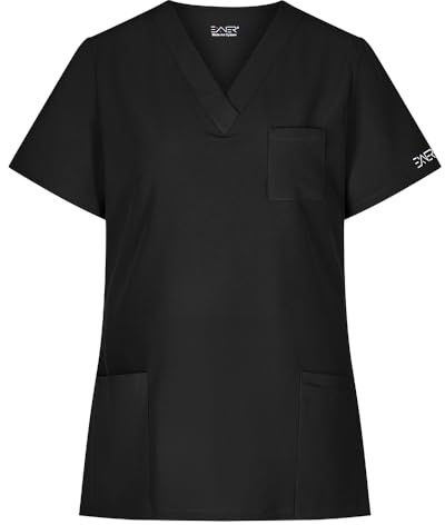 EXNER medizinischer Schlupf-Kasack, Regular fit Stretch, für Damen in Krankenpflege, Altenpflege, Kosmetik, Medizin, schwarz, Größe M