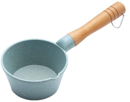 LOVIVER Small Milk Pan, Small Saucepan Milk Pot, with Wooden Handle, 4 for Restaurant Home Picnic, Green