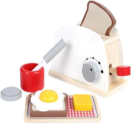 Toy Wooden Toaster and Accessories pretend playset toy for any cooking set for boys and girls must have toy